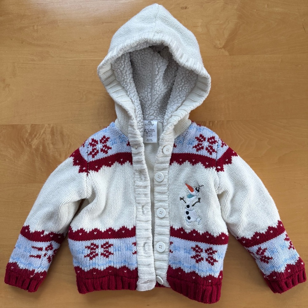 Unisex Disney Olaf Hooded Button-Up Sweater Jacket For Babies/Toddlers